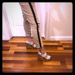 Tory Burch platform wedges white calfskin 5.5